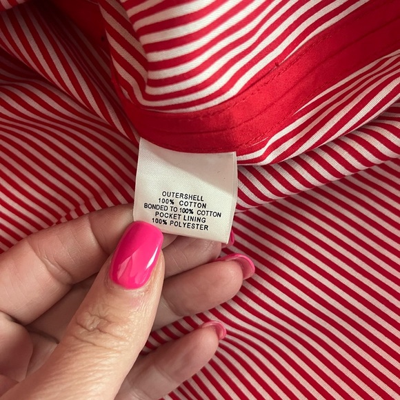 Talbots Petite Red Women's Cotton Jacket with Pinstripe Lining Women’s size L - Picture 8 of 14